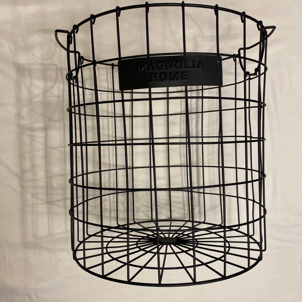 Magnolia Home Black Basket 13” H , 12” OD, Towel ,  Kitchen Craft Organization